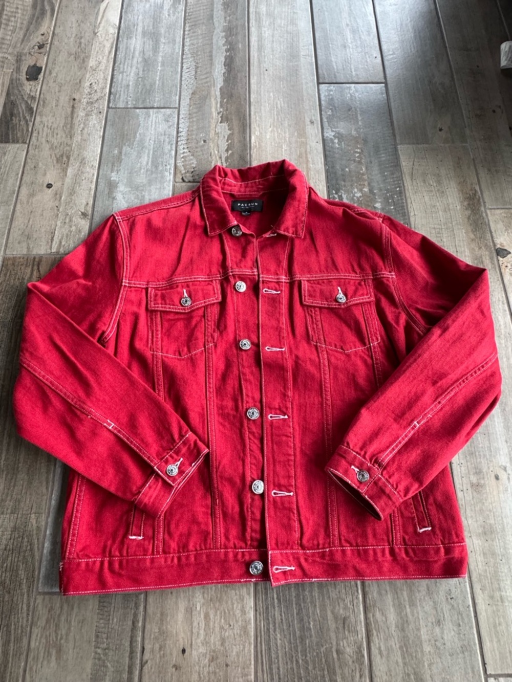 PacSun Men’s Red Denim Jacket Medium
